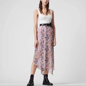 All‎ Saints Rhea Masala Midi Skirt, Mink Pink, Summer Lightweight, Size 2, NWT